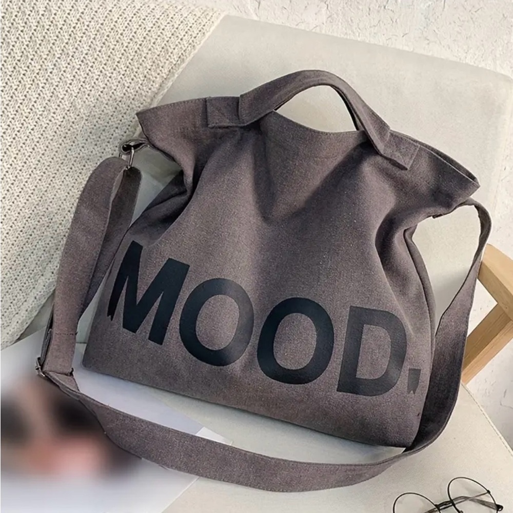 NEW* MOOD TOTE BAG WITH LETTER GRAPHICS